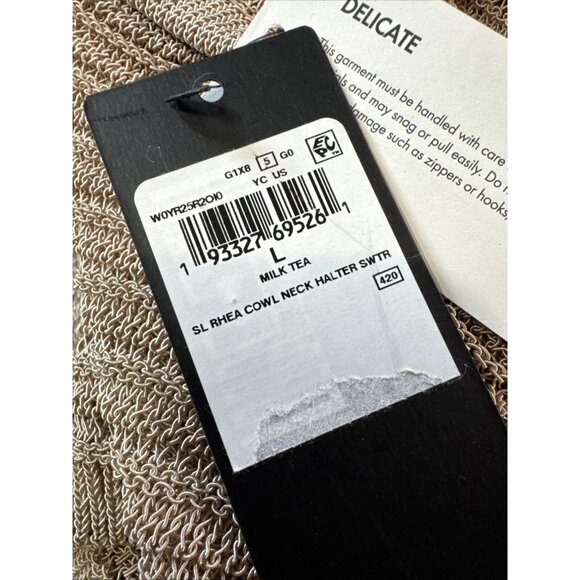 Guess Halter Top Womens Size L Champagne Color SL Rhea Cowl Neck Milk Tea - Picture 13 of 16